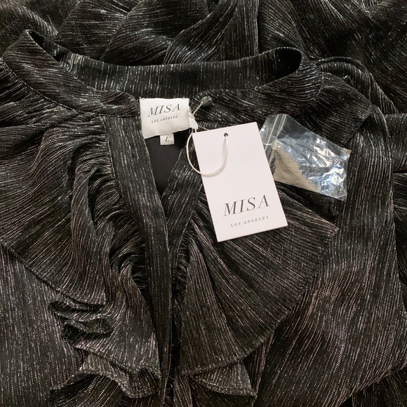 MISA Los Angeles Ilona Midi Dress Metallic Black - Picture 5 of 10